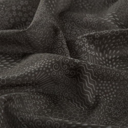 Charcoal Ethnic Harmony Print Cotton Scarf