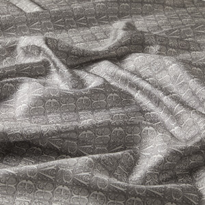 Charcoal Ethnic Monogram Twill Silk Scarf Model 01 - Thumbnail