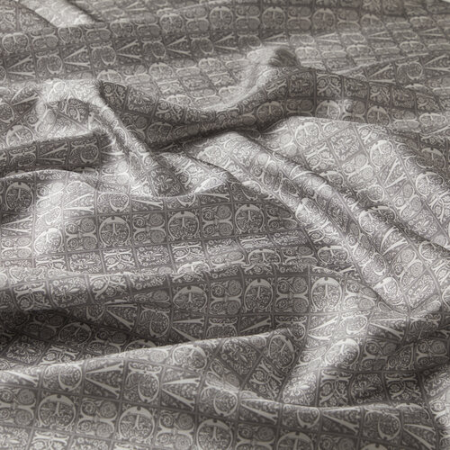 Charcoal Ethnic Monogram Twill Silk Scarf Model 01