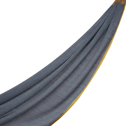 Charcoal Gold Bordered Wool Scarf