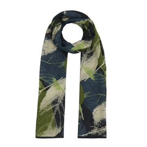 Charcoal Green Defoliation Cotton Rayon Scarf - Thumbnail