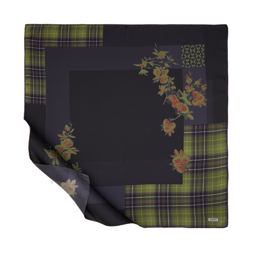 Charcoal Green Highlands Twill Silk Scarf