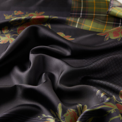 Charcoal Green Highlands Twill Silk Scarf