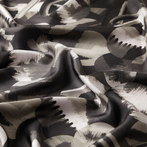 Charcoal Grey Art House Twill Silk Scarf - Thumbnail