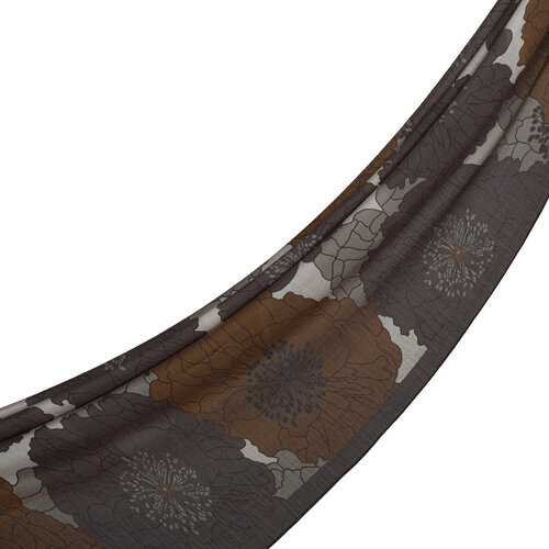 Charcoal Grey Hydrangea Print Tencel Scarf