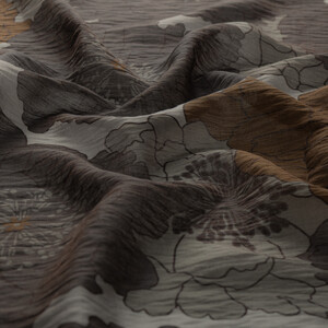 Charcoal Grey Hydrangea Print Tencel Scarf - Thumbnail