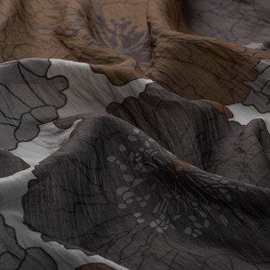 Charcoal Grey Hydrangea Print Tencel Scarf - Thumbnail