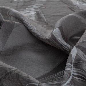 Charcoal Grey Mono Flow Print Tencel Scarf - Thumbnail