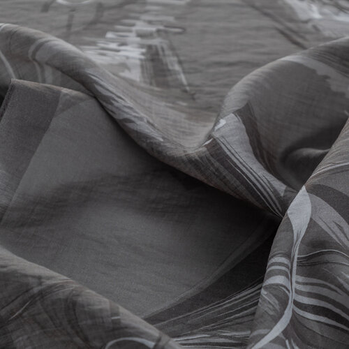 Charcoal Grey Mono Flow Print Tencel Scarf