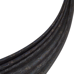 Charcoal Grey Monogram Print Scarf - Thumbnail