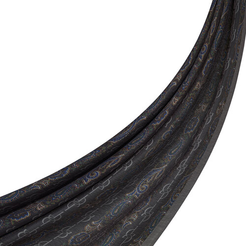 Charcoal Grey Monogram Print Scarf