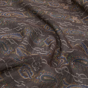 Charcoal Grey Monogram Print Scarf - Thumbnail