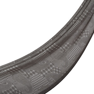 ipekevi - Charcoal Grey Patchwork Paisley Print Tencel Scarf