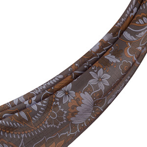 Charcoal Grey Royal Ivy Pattern Tencel Scarf - Thumbnail