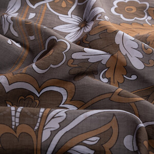 Charcoal Grey Royal Ivy Pattern Tencel Scarf - Thumbnail