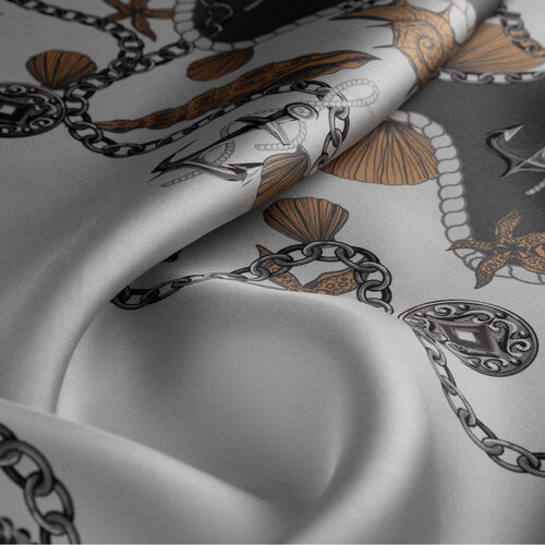 Charcoal Gulf Twill Silk Scarf