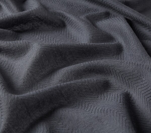Charcoal Herringbone Patterned Wool Silk Shawl - Thumbnail