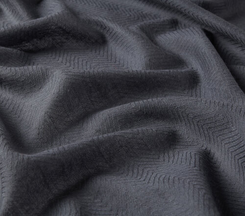 Charcoal Herringbone Patterned Wool Silk Shawl