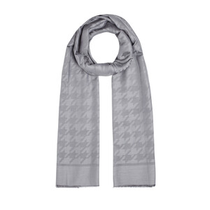 Charcoal Houndstooth Cotton Silk Scarf - Thumbnail