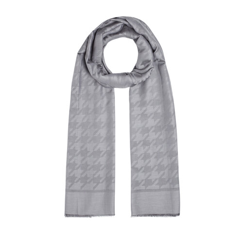 Charcoal Houndstooth Cotton Silk Scarf