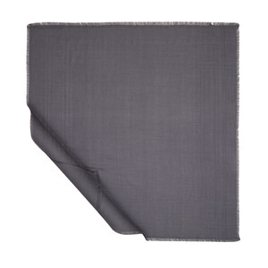 Charcoal Houndstooth Print Wool Silk Scarf - Thumbnail