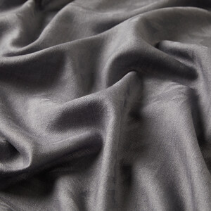 ipekevi - Charcoal Houndstooth Print Wool Silk Scarf (1)