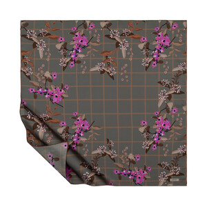 ipekevi - Charcoal Ikebana Twill Silk Scarf