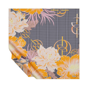 ipekevi - Charcoal InvitationTwill Silk scarf