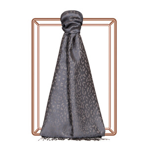 Charcoal Leopard Jacquard Silk Scarf - Thumbnail