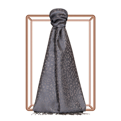 Charcoal Leopard Jacquard Silk Scarf