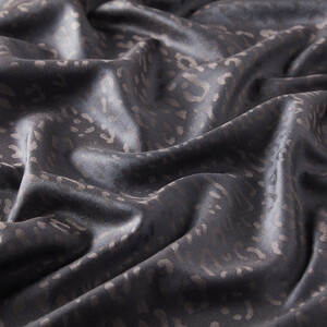 Charcoal Leopard Jacquard Silk Scarf - Thumbnail