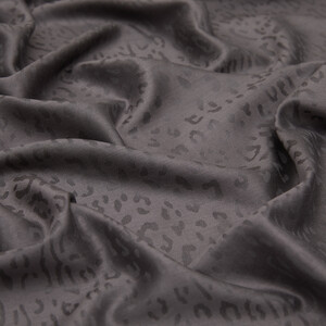 Charcoal Leopard Jacquard Silk Scarf - Thumbnail