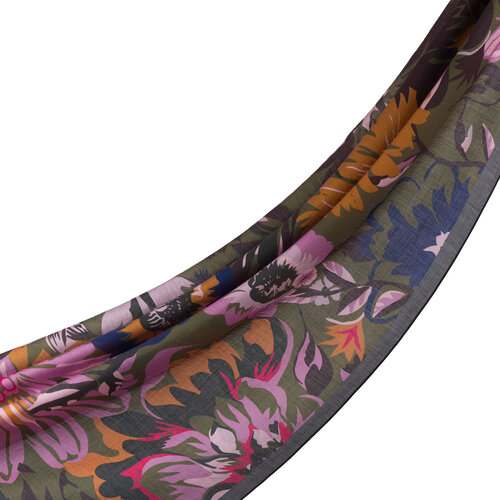 Charcoal Lilac Nihavent Print Tencel Scarf