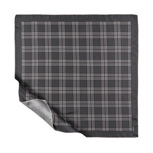 Charcoal Marled Plaid Silk Twill Scarf - Thumbnail