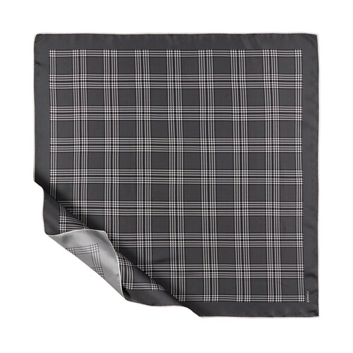 Charcoal Marled Plaid Silk Twill Scarf