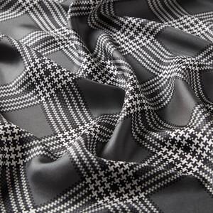 Charcoal Marled Plaid Silk Twill Scarf - Thumbnail