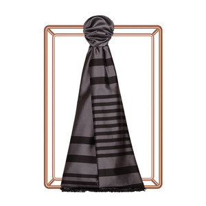 Charcoal Meridian Striped Silk Scarf - Thumbnail