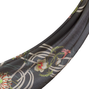 Charcoal Mystic Garden Print Tencel Scarf - Thumbnail