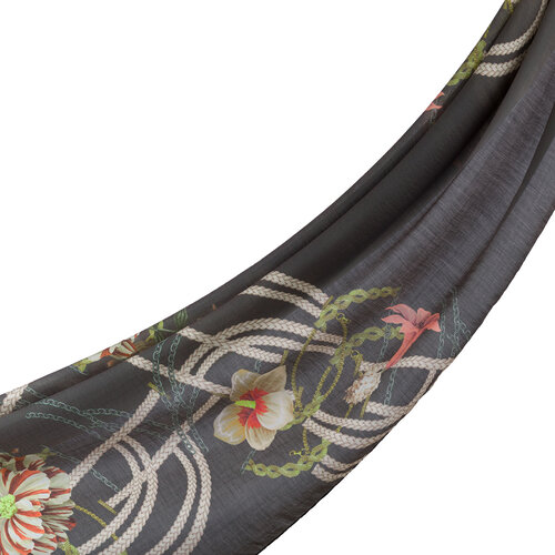 Charcoal Mystic Garden Print Tencel Scarf