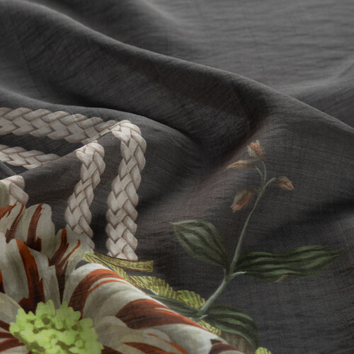 Charcoal Mystic Garden Print Tencel Scarf