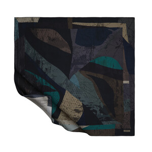 Charcoal Mystic Patterned Twill Silk Scarf - Thumbnail