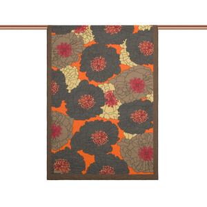 Charcoal Orange Hydrangea Print Tencel Scarf - Thumbnail