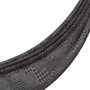 Charcoal Patchwork Paisley Print Tencel Scarf - Thumbnail