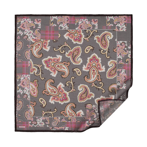 Charcoal Patchwork Patterned Tencel Scarf