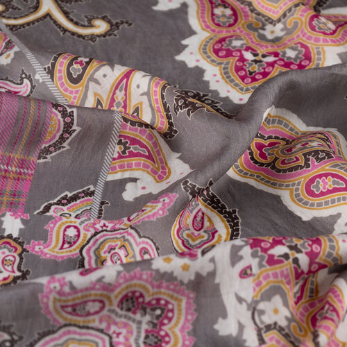 Charcoal Patchwork Patterned Tencel Scarf