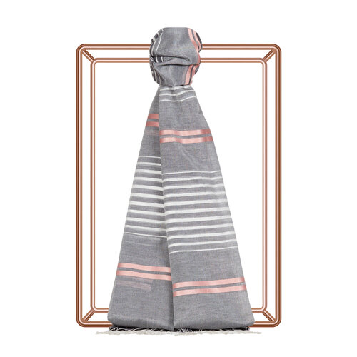 Charcoal Perspective Line Pattern Cotton Silk Scarf