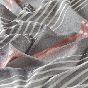 Charcoal Perspective Line Pattern Cotton Silk Scarf - Thumbnail