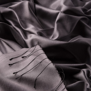 Charcoal Plain Silk Scarf - Thumbnail