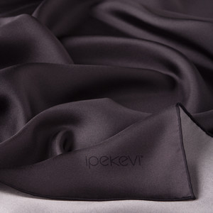 ipekevi - Charcoal Plain Silk Twill Scarf (1)