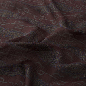 ipekevi - Charcoal Plum Monogram Print Tencel Scarf (1)